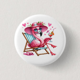 Badge Rond 2,50 Cm Clipart de Flamant rose mignonne