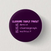 Badge Rond 2,50 Cm Clogger obstruant la menace triple (Devant)