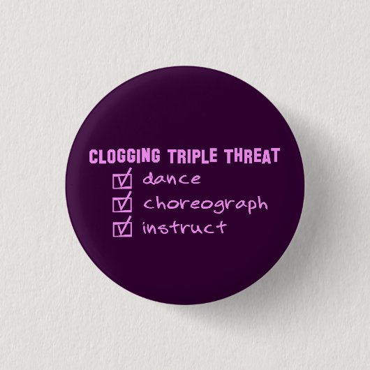 Badge Rond 2,50 Cm Clogger obstruant la menace triple (Devant)
