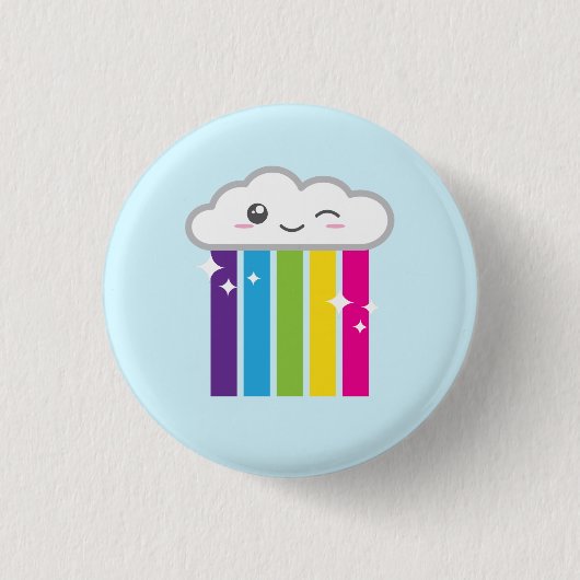 Badge Rond 2,50 Cm Cloud Kawaii et bouton arc-en-ciel (Devant)