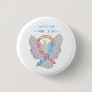 Badge Rond 2,50 Cm Clouds CDH personnalisés en CDH rose, jaune et ble