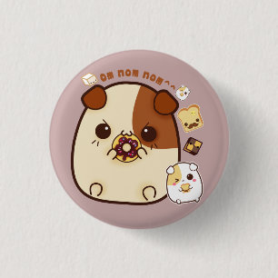 Badge Rond 2,50 Cm Cobayes mignons avec la nourriture de kawaii