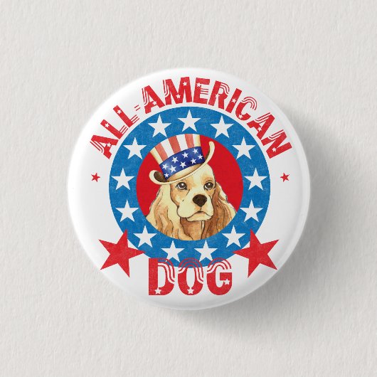 Badge Rond 2,50 Cm Cocker patriotique (Devant)