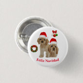 Badge Rond 2,50 Cm Cocker spaniel Feliz Navidad Button (Devant & derrière)