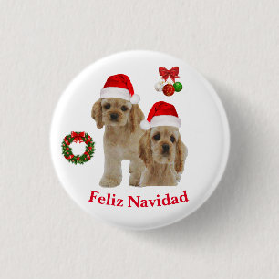Badge Rond 2,50 Cm Cocker spaniel Feliz Navidad Button