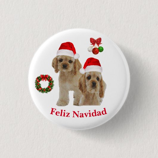 Badge Rond 2,50 Cm Cocker spaniel Feliz Navidad Button (Devant)