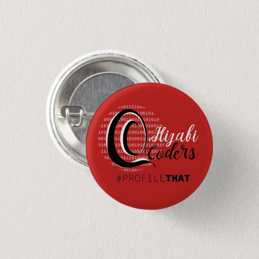 Badge Rond 2,50 Cm Codeurs de Hijabi - rouge (Devant & derrière)