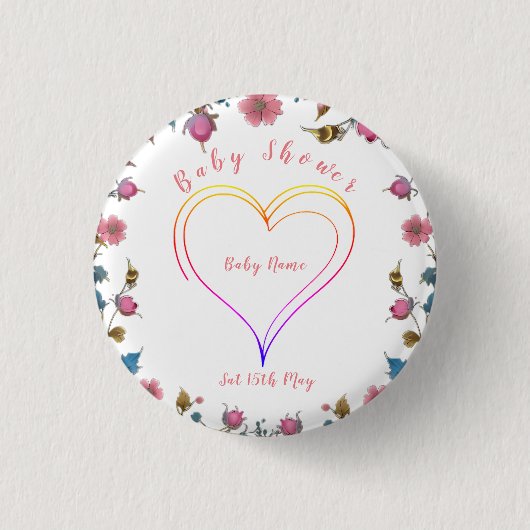 Badge Rond 2,50 Cm Coeur baby shower (Devant)