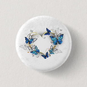 Badge Rond 2,50 Cm Coeur bijoux avec papillons Morpho