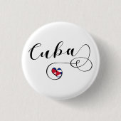 Badge Rond 2,50 Cm Coeur Cuba, Coeur du drapeau cubain (Devant)