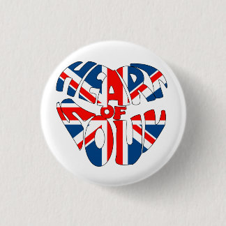 Badge Rond 2,50 Cm Coeur de bouton d'Union Jack d'âme