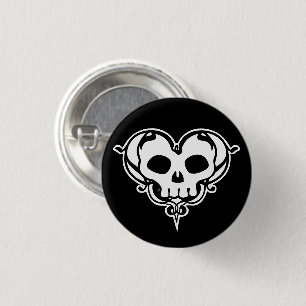 Badge Rond 2,50 Cm Coeur de crâne décoratif