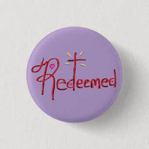 Badge Rond 2,50 Cm Cœur de la Croix de la Foi Chrétienne « Rachetée »