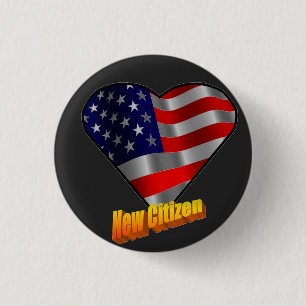 Badge Rond 2,50 Cm Coeur de nouveau bouton de citoyen de l'Amérique