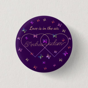 Badge Rond 2,50 Cm coeur de papillons volants modernes