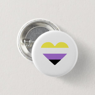 Badge Rond 2,50 Cm Cœur du drapeau de fierté non binaire