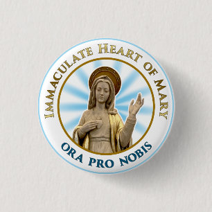 Badge Rond 2,50 Cm Coeur immaculé de Mary Ora Pro Nobis