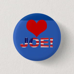 Badge Rond 2,50 Cm Coeur JOE ! Sur Bleu Avec Drapeau