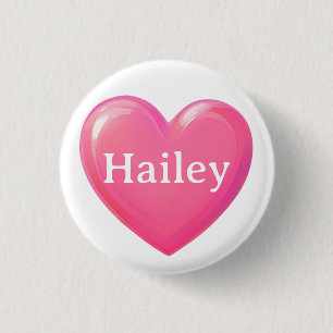 Badge Rond 2,50 Cm Coeur rose avec nom