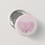 Badge Rond 2,50 Cm Coeur rose Valentines (Devant & derrière)
