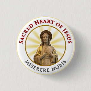 Badge Rond 2,50 Cm Coeur sacré de Jésus Miserere Nobis