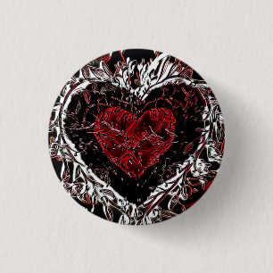 Badge Rond 2,50 Cm Coeur sauvage foncé