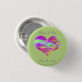 Badge Rond 2,50 Cm Cœur Vert Rose (Devant & derrière)