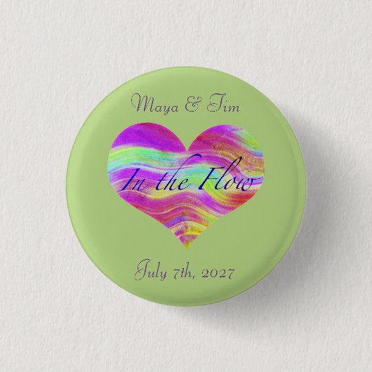 Badge Rond 2,50 Cm Cœur Vert Rose (Devant)