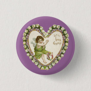 Badge Rond 2,50 Cm Coeur Vintage de Valentine
