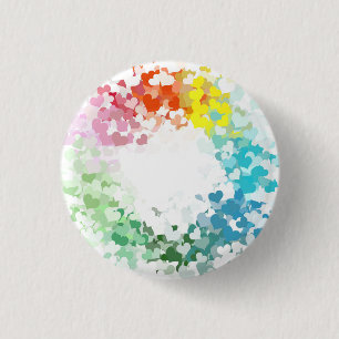 Badge Rond 2,50 Cm Coeurs colorés modernes Modèle blanc personnalis