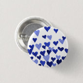 Badge Rond 2,50 Cm Coeurs d'aquarelle de la Saint-Valentin - bleu (Devant & derrière)