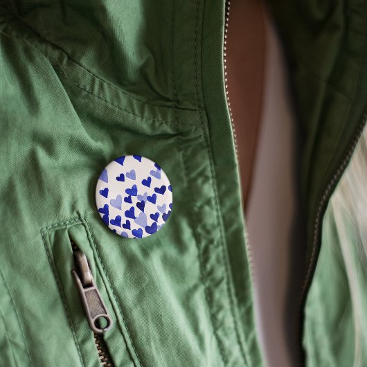 Badge Rond 2,50 Cm Coeurs d'aquarelle de la Saint-Valentin - bleu