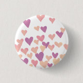 Badge Rond 2,50 Cm Coeurs d'aquarelle de la Saint-Valentin - rose pas (Devant)