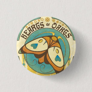 Badge Rond 2,50 Cm Coeurs et Pin de bouton de mite de Nouveau d'art