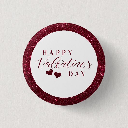 Badge Rond 2,50 Cm Coeurs Heureuses Saintes-Valentin Red Sparkle (Devant)