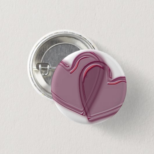 Badge Rond 2,50 Cm Coeurs joints (Devant & derrière)