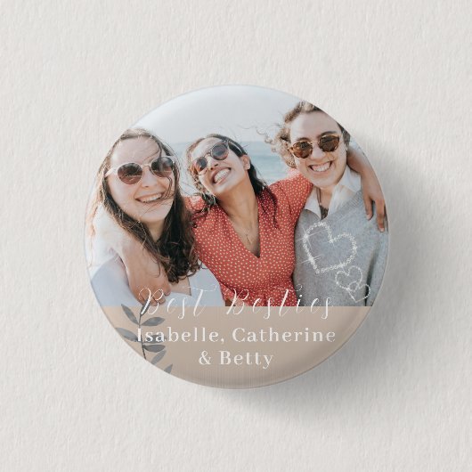 Badge Rond 2,50 Cm Coeurs rayonnants Besties Photo (Devant)
