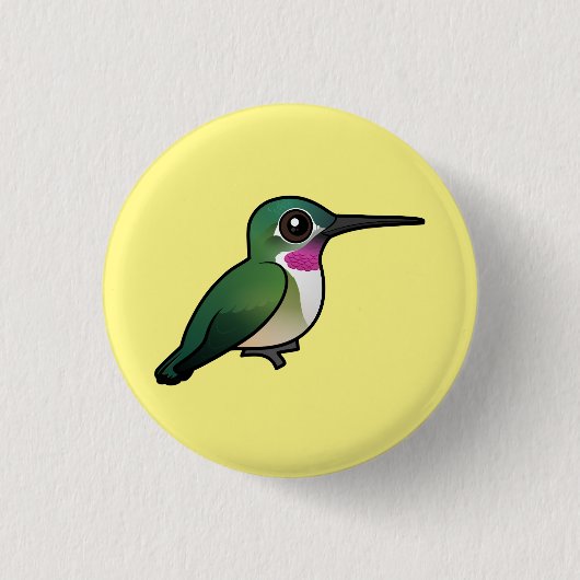 Badge Rond 2,50 Cm colibri Large-coupé la queue (Devant)