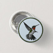 Badge Rond 2,50 Cm Colibri Ruby Throsé (Devant & derrière)