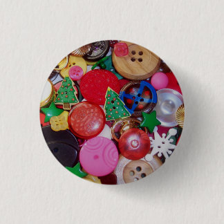 Badge Rond 2,50 Cm Collage avec des boutons d'arbre de Noël