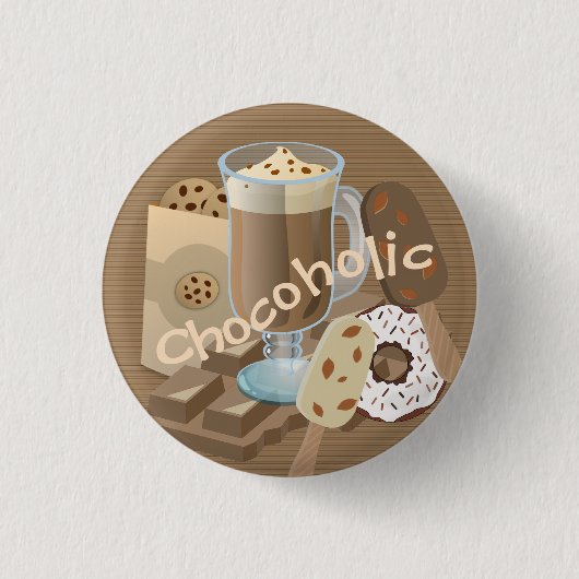 Badge Rond 2,50 Cm Collage de chocolat chocoholique (Devant)