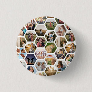 Badge Rond 2,50 Cm Collage photo Motif Hexagon géométrique