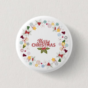 Badge Rond 2,50 Cm Collection de voeux Joyeux de la couronne de Noël