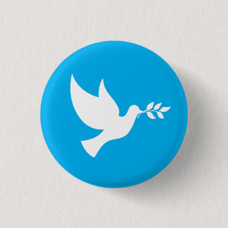 Badge Rond 2,50 Cm Colombe de la paix bleue et blanche Azure