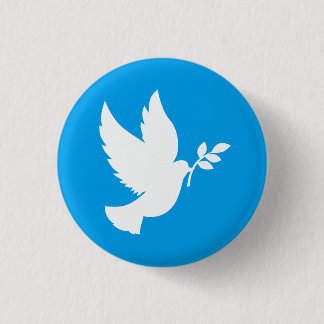 Badge Rond 2,50 Cm Colombe de Paix Bleue et Blanche