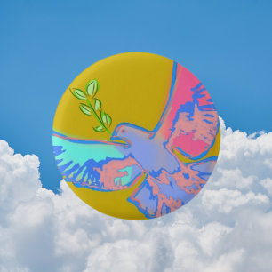 Badge Rond 2,50 Cm colombe pacifique, pas de jaune guerre