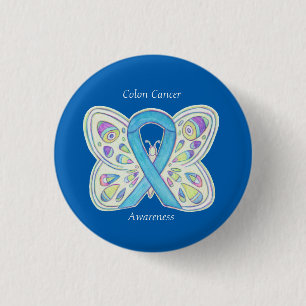 Badge Rond 2,50 Cm Colonne Cancer Papillon Sensibilisation au ruban a