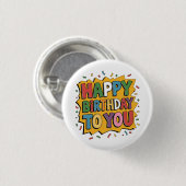 Badge Rond 2,50 Cm Comic Burst Joyeux Anniversaire (Devant & derrière)