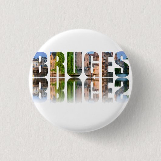 Badge Rond 2,50 Cm Composition de la photo texte de Bruges (Devant)