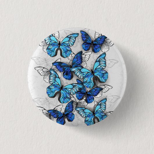 Badge Rond 2,50 Cm Composition des White and Blue Butterflies (Devant)